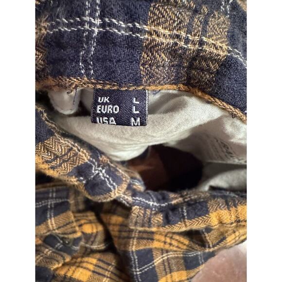 Barbour Shirt Men’s Size Medium Flannel Yellow Brown Plaid The Steve McQueen - Picture 8 of 13